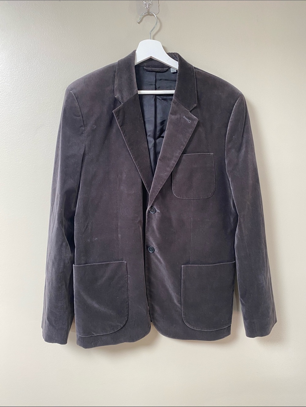 Vince Velvet Patch Pocket Blazer castle rock grey size 44